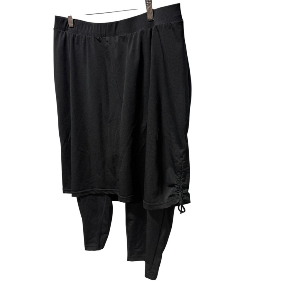 HydroChic Ruched Runner Swim Skirt 2X Black Skirted Leggings Modest UPF Beach - Picture 4 of 14